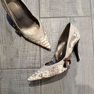 Aldo beige/brown snakeskin embossed pumps